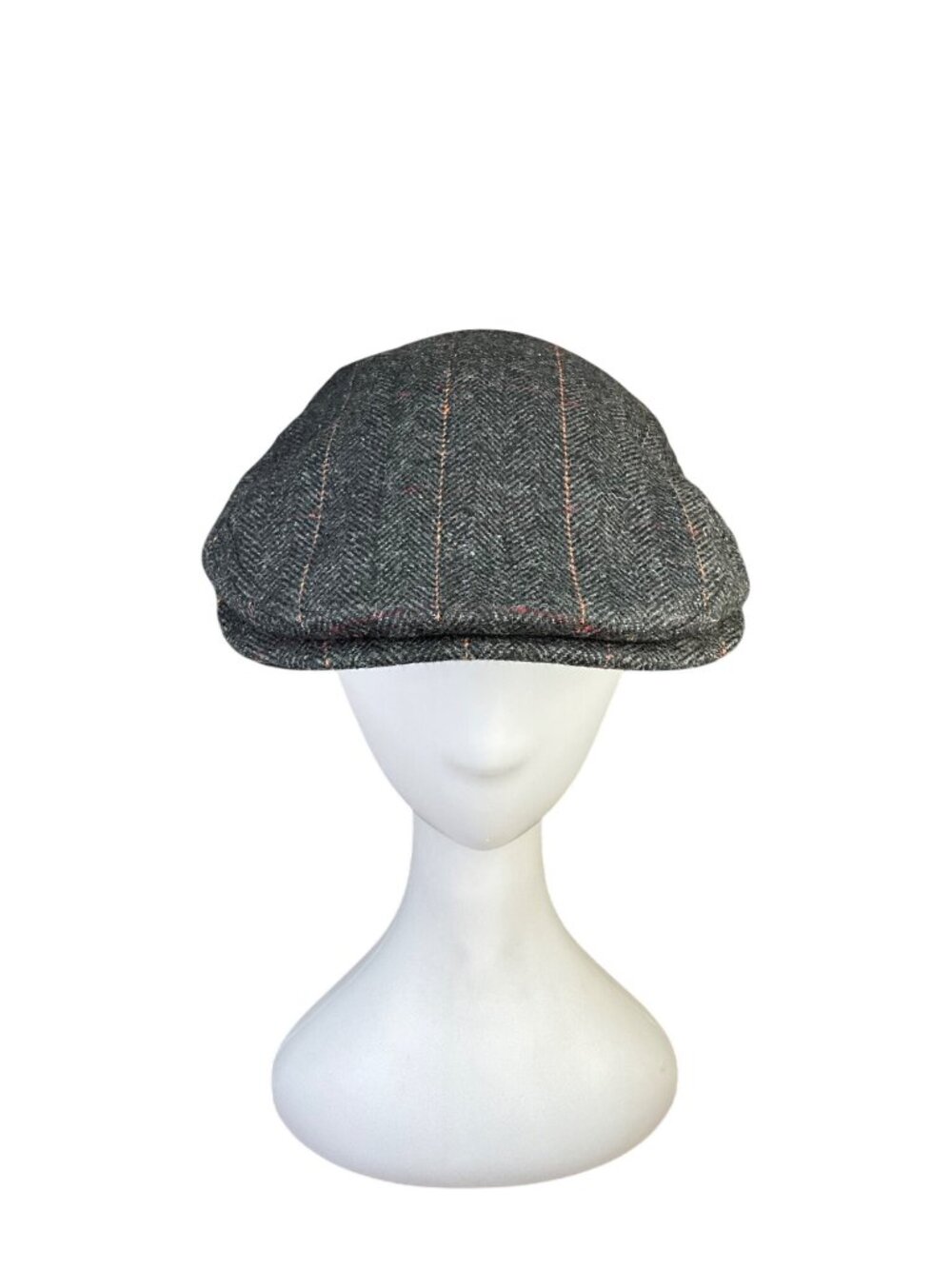 Wonderful Fashion Mens Grey Herringbone Wool Blend Quilted-Lined Flat Cap